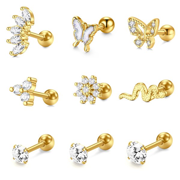 MODRSA Helix Piercing Jewelry Tragus Piercing Jewelry Forward Helix Earrings for Women Cartilage Earring Stud Tragus Earrings Cartilage Piercing Jewelry Gold