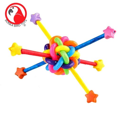 Bonka Bird Toys 2257 Sticky Star 4.50" by 2", Parrot Foot Talon Toy, Conure, Amazon, African Grey, and Similar Sized Birds
