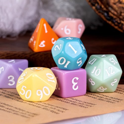 Poludie DND Dice Set -D&D Polyhedral Dice (7 Pcs) with Gift Leather Dice Bag for Dungeons and Dragons Role Playing Dice Games RPGs(7Pcs-Macaron)
