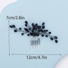 Teyglen Wedding Black Crystal Hair Comb Black Rhinestone Headpiece Bridal Black Hair Piece Wedding Hair Accessories for Women Girls Party Prom Festival