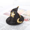 Kistreao Halloween Witch Hat Hair Clips 2Pcs Mini Top Hat Hair Barrettes for Women Star Moon Girls Hair Accessories for Halloween Party Decorations Supplies Black