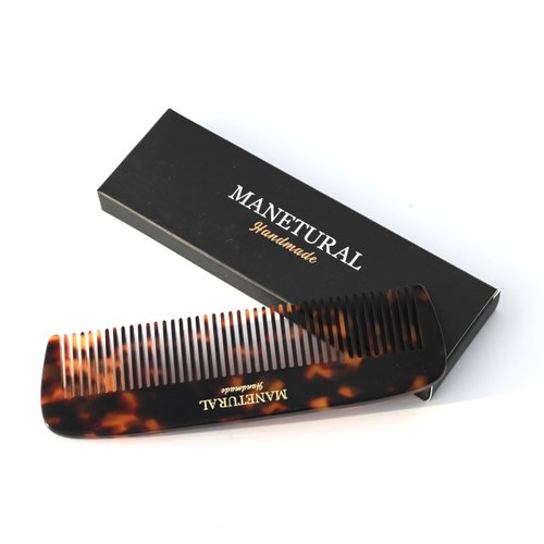 MANETURAL 14RX Hair Comb - 5.5" Grooming Hair Combs for Women, Hair Styling Comb for Men, Beard Comb, Mustache Comb, Fine Tooth Comb, Handmade Acetate comb, Tortoiseshell(1 PACK, Yellow Tokyo)