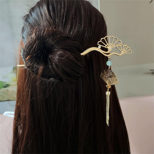 2PCS Metal Flower Hairpins Hair Stick Fork Sticks French Hair Pin Buns Hair Accessories for Women Girls #05