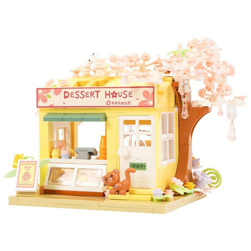 Vinbosion City Shop Building Blocks Set,Collection Model Set for Adults and Children,Creative Building Bricks Construction Toy Gifts (Dessert Shop)