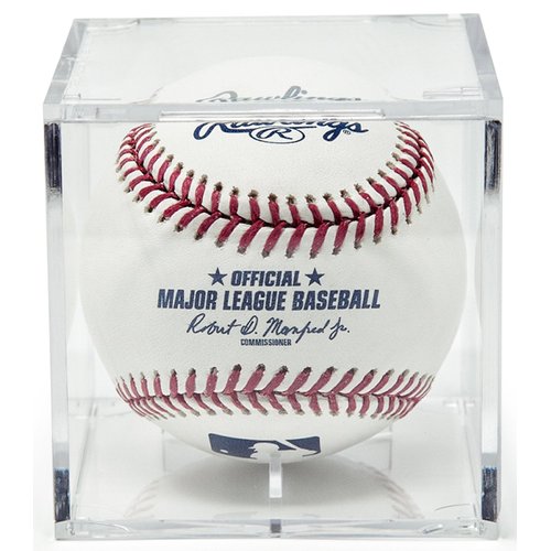 Grandstand Baseball Display Case, Clear Square Memorabilia Box for Autographed Baseball by THE ORIGINAL BALLQUBE. Made in The USA