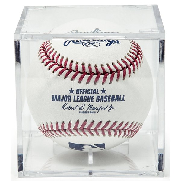 Grandstand Baseball Display Case, Clear Square Memorabilia Box for Autographed Baseball by THE ORIGINAL BALLQUBE. Made in The USA