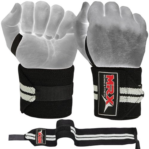 MRX Weight Lifting GYM Training Wrist Wraps for Wrist Support Bodybuilding Workout Wrap Men/Women (Black/Grey)