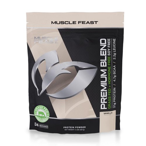 Muscle Feast Premium Blend All Natural Hormone Free Grass-Fed Whey Protein Powder, Unflavored, 2lb