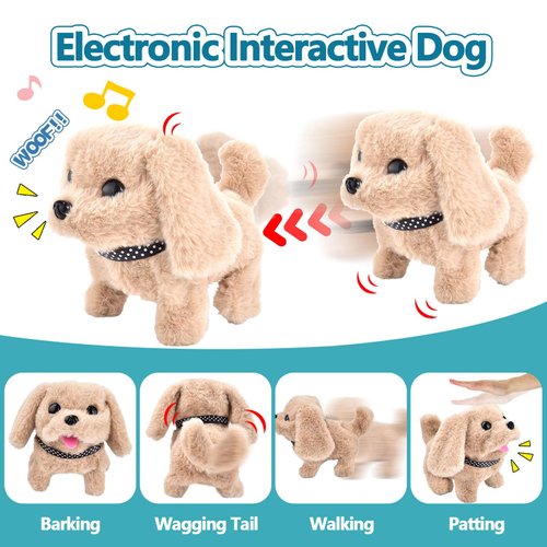 25-Piece Kids Dog Toy Doctor Kit, Interactive Plush Walking Bark Puppy Vet Case Carrier Pretend Play Set with Pet Care Backpack - Ideal Gift for 3-7-Year-Old Girls and Boys