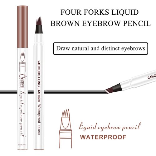 Eyebrow Pencil, 4 Tip Microblade Eyebrow Pen, Liquid Eyebrow Pen, 3D Waterproof Brow Pencil with Micro-Fork Tip, Long-Lasting Natural 4 Tip Brow Pen (Gray)