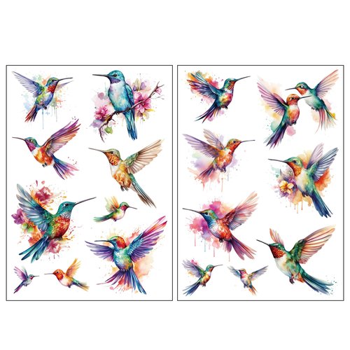 Everjoy Realistic Watercolor Hummingbirds Temporary Tattoo Stickers - Waterproof Fake Tattoos for...