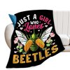 Just A Girl Who Loves Beetles Blanket Cute Beetle Decor Throw Blanket Gifts for Girls Boys Beetle Lover Super Warm Soft Plush Lightweight Fleece Flannel Bed Blanket for Kids Adults Men Women 50"X40"