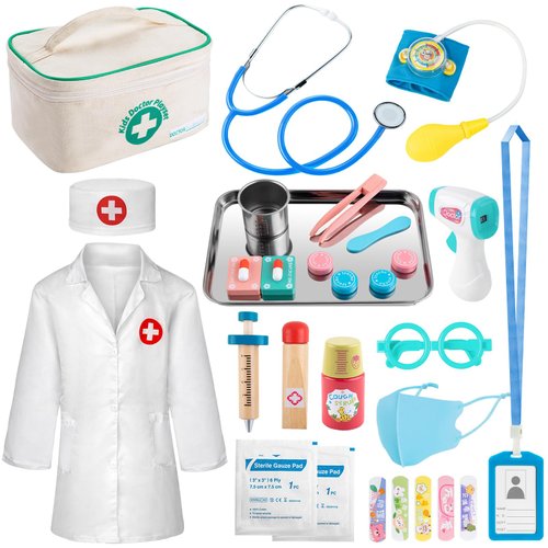 Doctor Kit for Toddlers 3-5, Doctor Kit for Kids, Pretend Doctor Playset, Durable Medical Kit with Toy Stethoscope, Medical Bag and Other Accessories, Doctor Toy Gifts for Boys and Girls Ages 3+