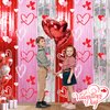 Foil Fringe Curtains Backdrop Valentines Party Decorations, 2 Pack 3.3 x 6.6 FT Red Pink Silver Tinsel Valentines Day Backdrop, Valentines Photo Backdrops Galentines Day Decor Wedding Party Decor