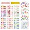 144Pcs Kids Press on Nails Children Girls Press on Short Artificial Fake Nails No fading Stable Quick Stick on Cute Pre Glue Full Cover Acrylic Nail Tip Kit Gift for Kids Nail Decoration (Flower)