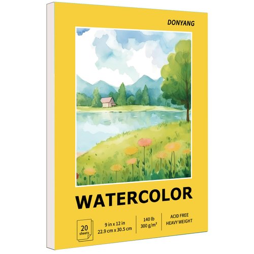Watercolor Paper Pad, 9"x12" Water Color Paper, 140lb/300gsm Artist Drawing Sketch Book, 20 Sheets Art Supplies for Kids Teens Adults, Watercolors, Watercolor Paint Set, Canvas Easel Painting, Journal