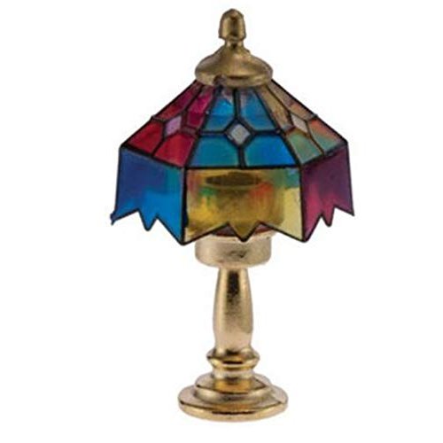 International Miniatures Dollhouse Miniature Non-Working Tiffany Table Lamp