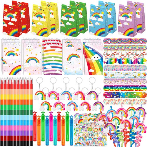 DMIGHT rainbow party favors, 120 pcs rainbow party supplies Rainbow Gift for Kids Birthday Party ...