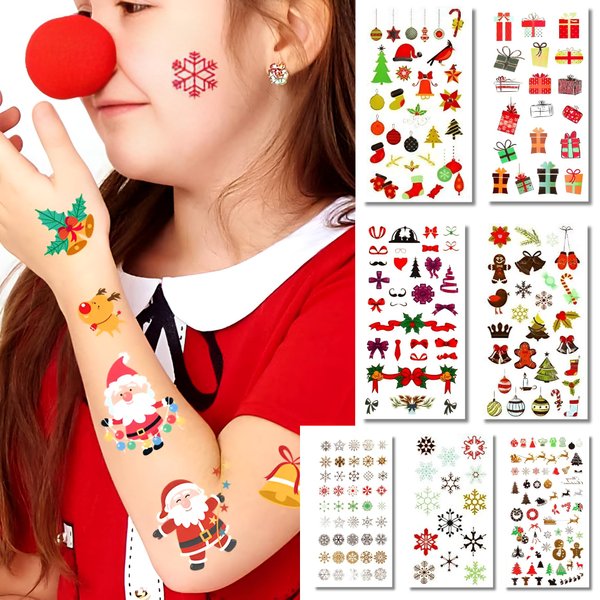 325 Christmas Temporary Tattoos Holiday Themed Metallic Tattoos for All Ages