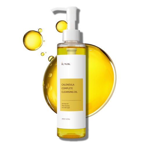 IUNIK Calendula & Jojoba Oil-Infused Vegan Cleansing Oil – Gentle Blackhead Melting & Makeup Remover Facial Cleanser w/ 94% Plant-based Oils Korean Skincare