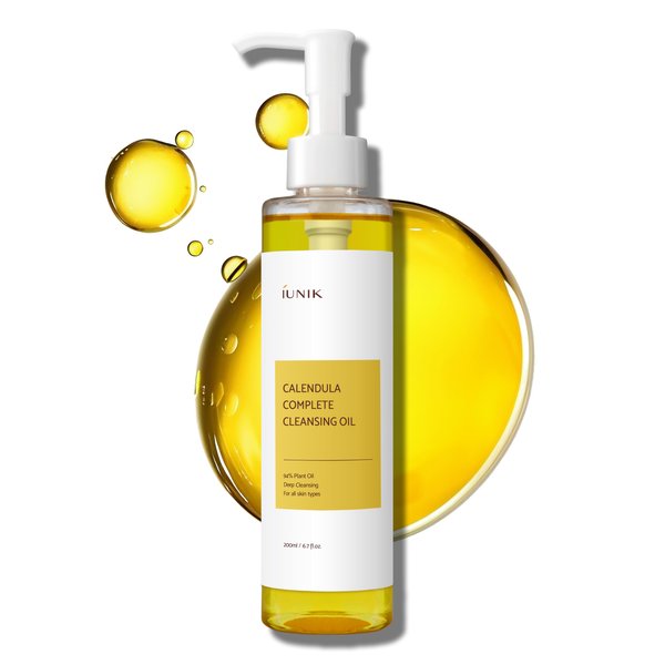 IUNIK Calendula & Jojoba Oil-Infused Vegan Cleansing Oil – Gentle Blackhead Melting & Makeup Remover Facial Cleanser w/ 94% Plant-based Oils Korean Skincare