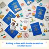 15 Pcs Fake Passport Book for Kids with 150 Non-Repeating Stickers (Including 3 Themes), Suitable for Party Favors, Scrapbooking, Arts and Crafts, School Supplies, Wall Stickers