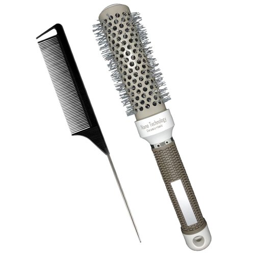 Round Hair Brush for Blow Drying Curling Brush Vented Thermal Barrel Ceramic Circle Brush for Rolling, Wave Hair Styling Blowout Brush Rubber Handle (1.3 inch/32mm, White)
