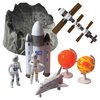 Tub Playset -Space from Deluxebase. Space Toys Figurine Set for Kids with Reusable Tub. 8 Piece Imagination Toys Playset with Toy Storage including Astronauts, Planets, Space Shuttle and Accessories.