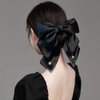 JKQBUX Elegant Satin Hair Bow Clips For Women girls crystal pearl Bow Barrettes Hair Accessories Wedding Party Christmas 1PC