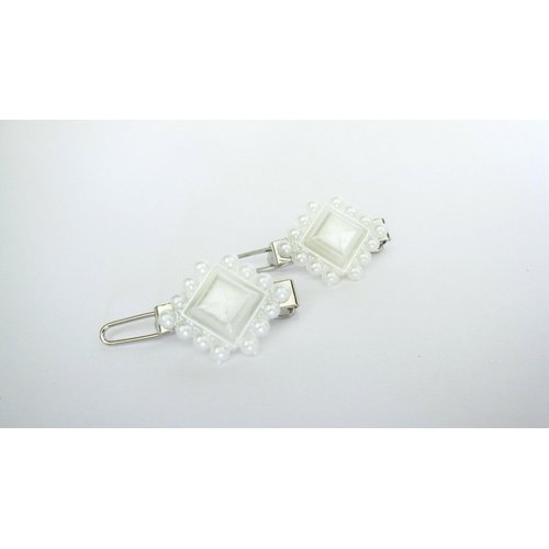 Generic Two small tiny white pearl hair pin clip barrettes fine hair