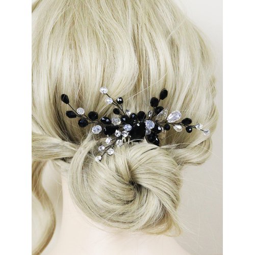 Brihasory Black Bridal Hair Comb Rhinestone Hair Accessories Handmade Crystal Tiaras for Women and Girls Trendy Wedding Headpiece for Bride Hair Decoration Party Prom Bridesmaid Gifts