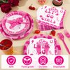 durony 96 Pieces Let's Go Girls Party Tableware Serve 24 Guests Cowgirl Paper Plates Dessert Plates Disposable Paper Napkins Forks Bachelorette Decorations for Birthday Disco Cowgirl Party Supplies