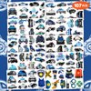 107 PCS Police Car Temporary Tattoos Themed Birthday Party Decorations Favors Supplies Décor Cute Cop Officer Policeman Blue Tattoo Stickers Gifts For Boys Girls Class Prizes Rewards Cartoon Carnival
