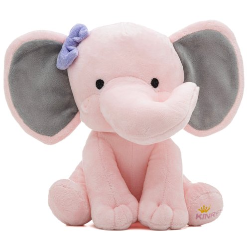 KINREX Elephant Stuffed Animals – Stuff Animal Plush Toy for Babies Girls Boys, Elephants Plushie Teddy Bear Toys for Birth Stats Baby Shower Infant Newborn Boy & Girl, Pink Measures 9 Inches