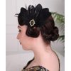 Aimimier 1920s Flapper Black Feather Headpiece Crystal Roaring 20s Feather Hair Clip Masquerade Hair Jewelry for Women