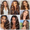 Lovenea Highlight Brown Body Wave Virgin Hair 1 Bundle 16 inch 10A Brazilian Human Hair Extensions Ombre Color Body Wavy Human Hair Weave Bundles (FB30, 16 Inch)