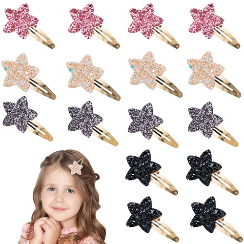 Ambesi 16 Pcs Star Hair Clips Glitter Sequins Hair Clips Set Colorful Hair Pins Hair Accessories ...