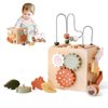 ibwaae 5 in 1 Wooden Activity Cube Play Center Bead Maze Leaves Shape Sorter Learning Montessori Toys for Toddlers 1-3 Early Educational Developmental Learning Toys for Kids