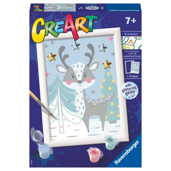 Ravensburger CreArt Cute Deer Paint by Numbers Kit for Kids - 20260 - Painting Arts and Crafts for Ages 7 and Up