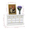 3 Piece Dollhouse Sideboard Set, Modern Style Wooden Dollhouse Chest of Drawers, 1:12 Dollhouse Living Room Storage Cabinet, Includes Chest of Drawers, Art Painting and Potted Plant