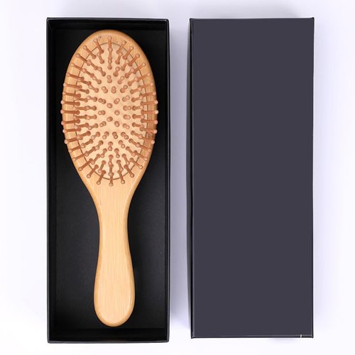 Bamboo Hair Comb for Hair Growth, Natural Bamboo, Wooden Oar Hair Comb for Scalp, For Women, Men and Kids, All Hair Types, Ergonomic Handle
