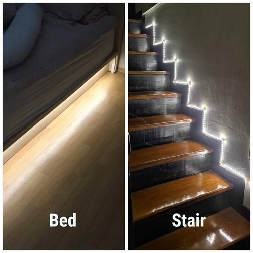 Amagle LED Dual Mode Motion Night Light, Flexible Strip Lights with Sensor Closet Light for Bedroom,Kitchen,Wardrobe,Cabinet,Stair,Mirror,Nature White 4000K (AAA Batteries Operated, Not Included)