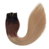 15 Inch Real Hair Extensions Clip in Human Hair Ombre Clip on Extensions Dark Brown with Light Brown Balayage 120g Full Head Straight Soft Hair Extensions