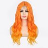 Nnzes Long Wavy Wigs for Women Synthetic Middle Part Hair Replacement Wigs 22 Inch Heat Resistant Fiber for Daily Use (Orange)