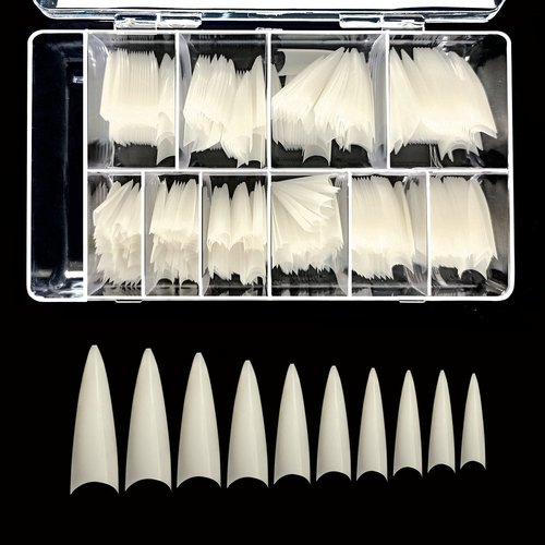 VIVACE Natural Long Stiletto 500pcs Artificial Fake Gel Nail Tips,10 Sizes 28510 For Nail Salon
