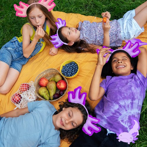 Creatoy Axolotl Costume Kids Animal Headband with Tail for Girls Boys Dress Up Axolotl Toys Christmas Birthday Party Favors