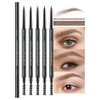 5 Pcs Waterproof Dual-Sided Fine Tip Eye Brow Pencils Pack,Ultra-Fine Mechanical Pencil,Draws Tiny Brow Hairs, Defines, Fills Eyebrows, Shapes, Contours, Combs, (Pack of 5)-Dark Brown