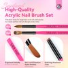 SAVILAND Acrylic Nail Brushes Set: Sizes 8, 10, 14 Nail Brushes for Professional Acrylic Powder Applications, Nails Extension, 3D Carving for Home Salon DIY Nail Art Brush Manicure Acrylic Tools Pink