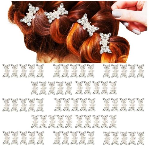 Mini Crystal Hair Clips, Sparkly Rhinestone Hair Claw Clips Small Hair Clips Cute Bling Hair Clips Flower Butterfly Hair Claw CLips Tiny Metal Hair Clips for Jewlery Hair Clips Hair Accessories for