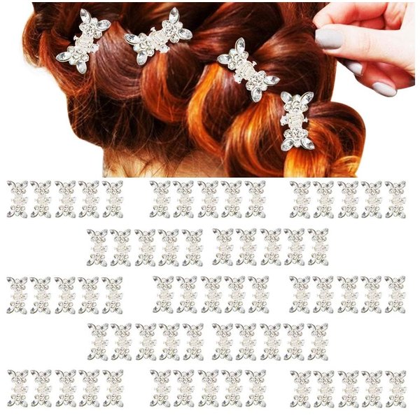 Mini Crystal Hair Clips, Sparkly Rhinestone Hair Claw Clips Small Hair Clips Cute Bling Hair Clips Flower Butterfly Hair Claw CLips Tiny Metal Hair Clips for Jewlery Hair Clips Hair Accessories for
